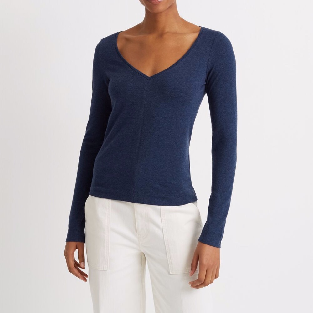 LS V-Neck Tee Blue Club Monaco NWT